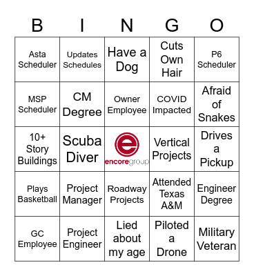 Encore BINGO Card