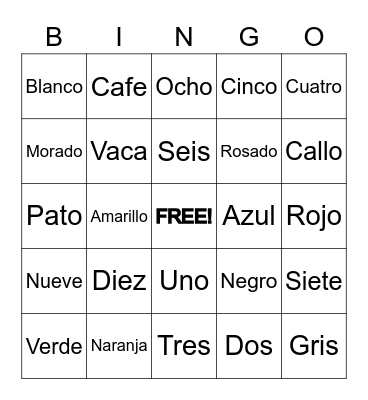 SPANISH CHALLENGE Bingo Card