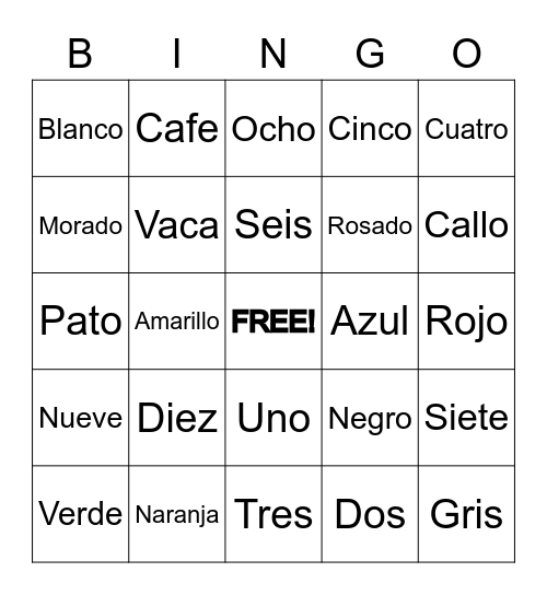 SPANISH CHALLENGE Bingo Card