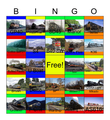 Trains and Locomotives Facts Bingo Card
