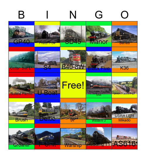 Trains and Locomotives Facts Bingo Card