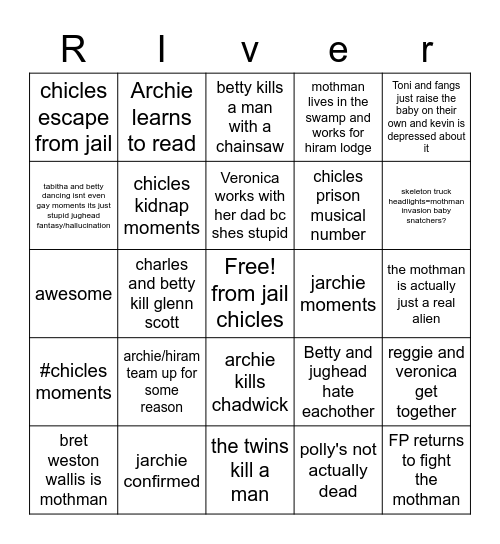Riverdale Season 5.2 Predictios Bingo Card