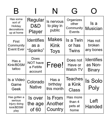 Kinky Get-To-Know-You Bingo Card