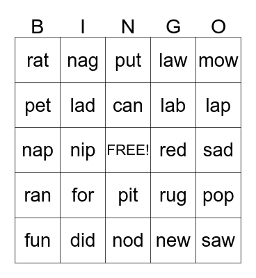 CVC Bingo Bonanza! Bingo Card