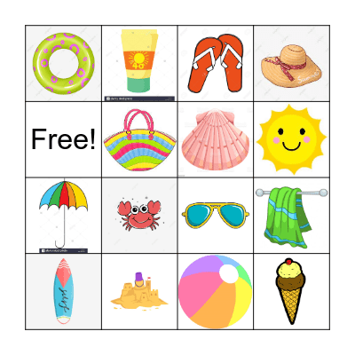 summer words Bingo Card