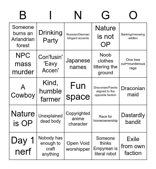 Verdict Week 1 (Day 1?) Bingo Card