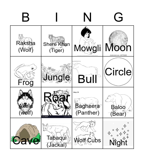 Jungle Book Bingo Card