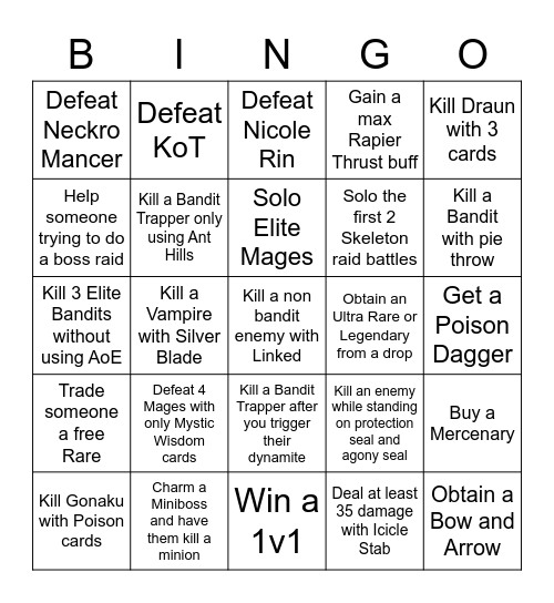 Hexaria Bingo Card