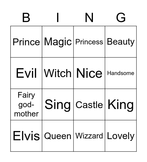 Fairy tale Bingo Card