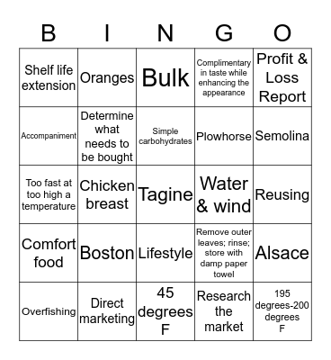 ProStart II  #2 Bingo Card