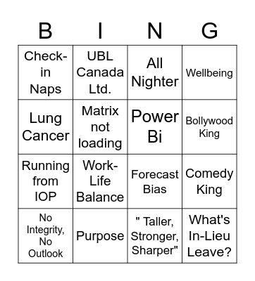 Farewell Bingo Card