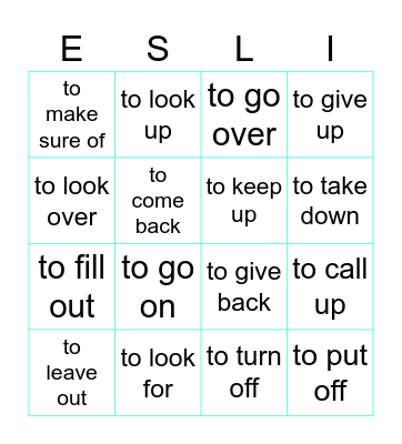 2-WORD VERBS BINGO Card