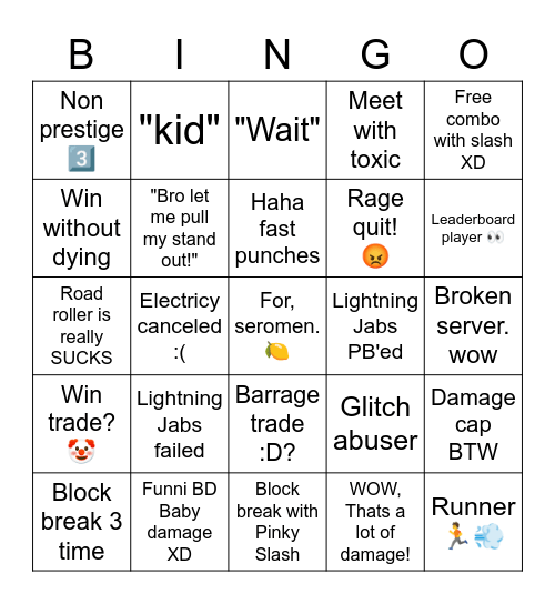 RHCP Bingo Card