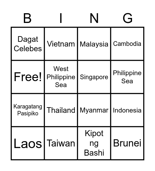 Relatibong Lokasyon ng Pilipinas Bingo Card