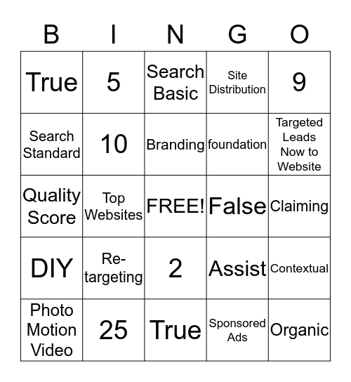 Product Knowledge Teaser Bingo Card