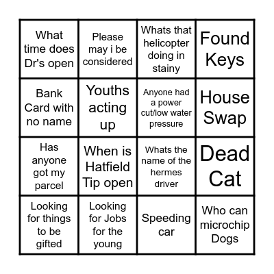 DN7 Shitposting Bingo Card