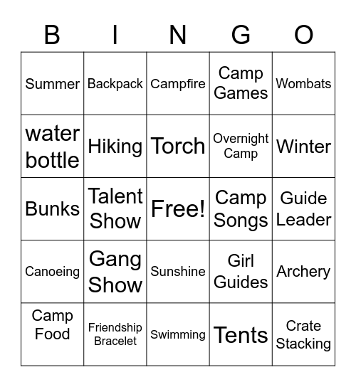 Guiding Bingo Card