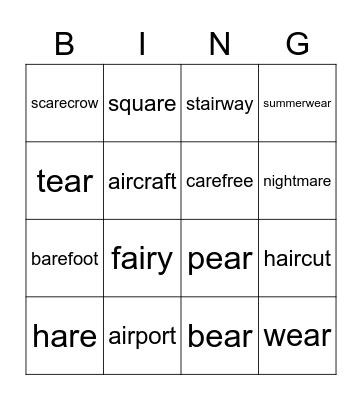 Phonics Unit 1 Bingo Card