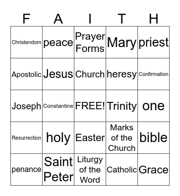 Religious Bingo Card
