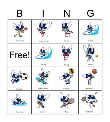 Olympic sport bingo Card