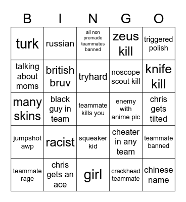 cs bingo Card