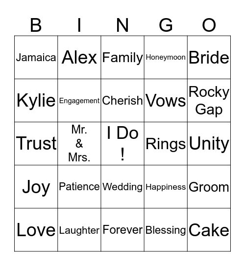 Kylie & Alex Are Getting Married! Bingo Card