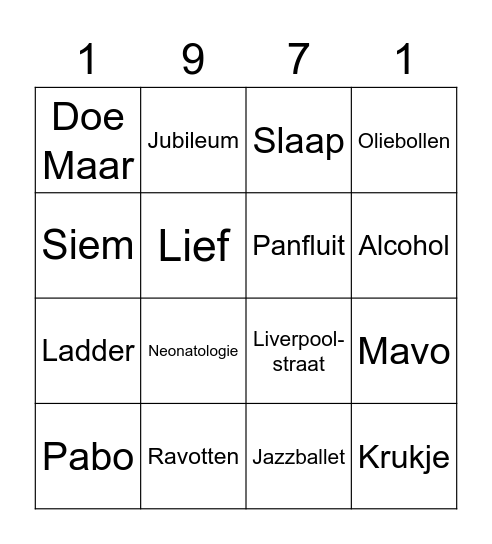 Herma 50 jaar! Bingo Card