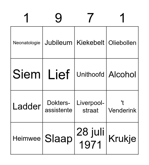 Herma 50 jaar! Bingo Card