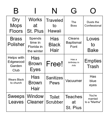 "MARTHA" Committee Bingo Card
