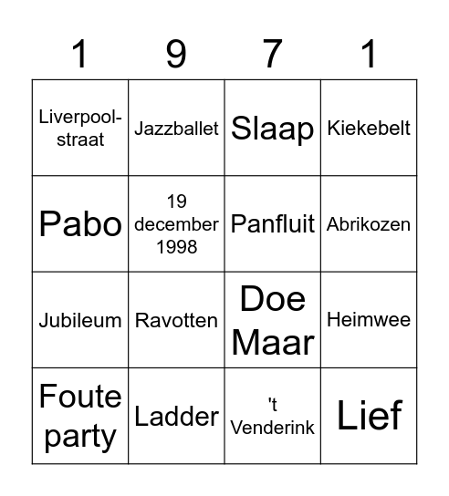 Herma 50 jaar! Bingo Card