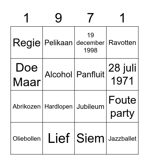 Herma 50 jaar! Bingo Card