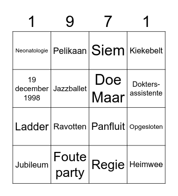 Herma 50 jaar! Bingo Card