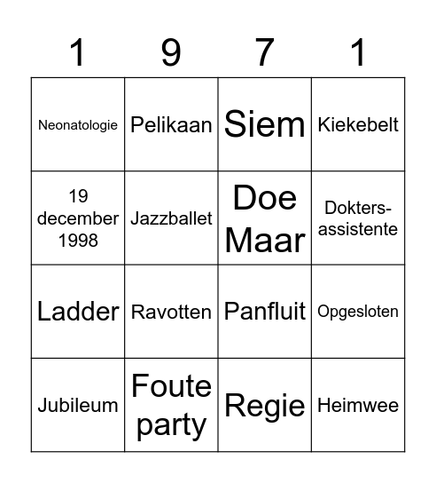 Herma 50 jaar! Bingo Card