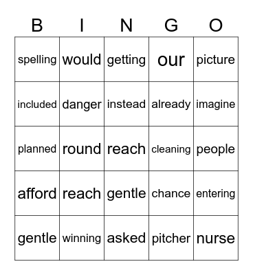 Mrs Neilsen's Bingo Card