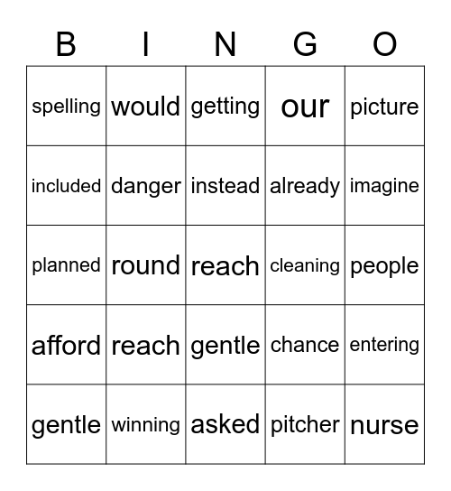 Mrs Neilsen's Bingo Card