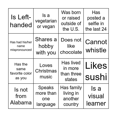 Development, Alumni Relations, & Special Diversity Bingo Card