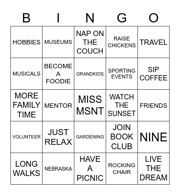 MARY LOU'S RETIREMENT BINGO Card