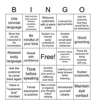 Bingo at Work! Bingo Card