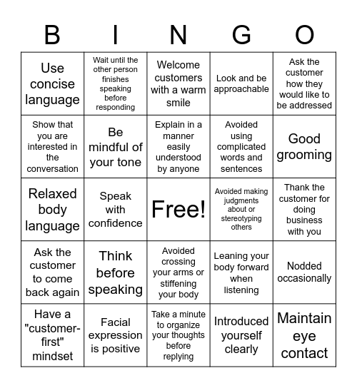 Bingo at Work! Bingo Card