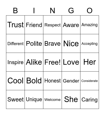 We are all the SAME...but DIFFERENT Bingo Card