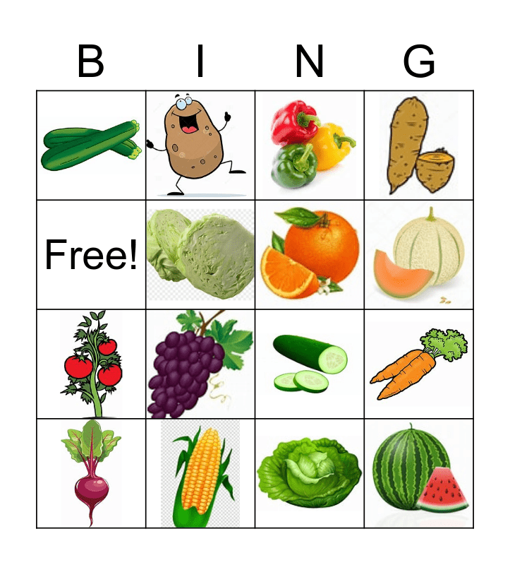 Frutas y Verduras Bingo Card