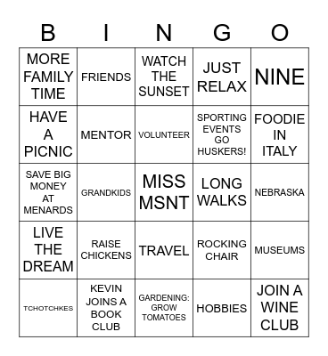 MARY LOU'S RETIREMENT BINGO Card