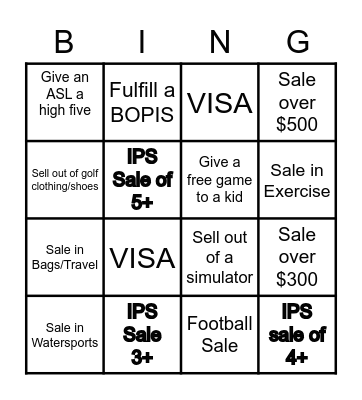 UML Sales Bingo Card