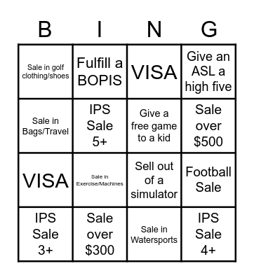 UML Sales Bingo Card