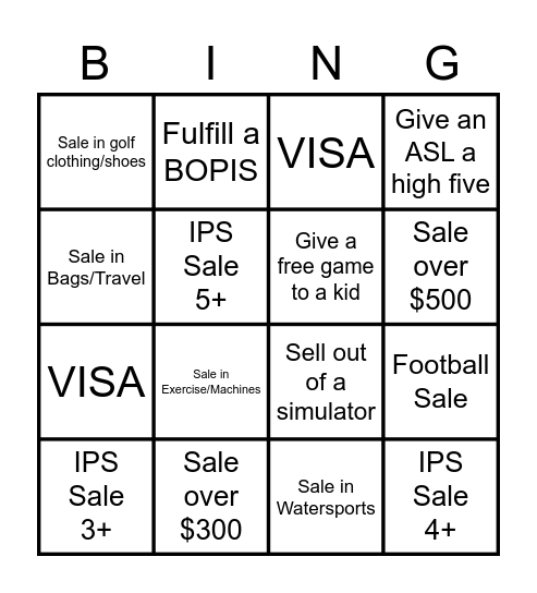 UML Sales Bingo Card