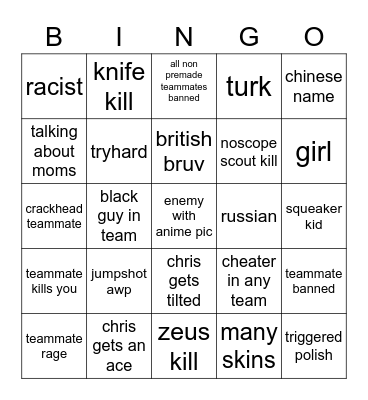 cs bingo Card