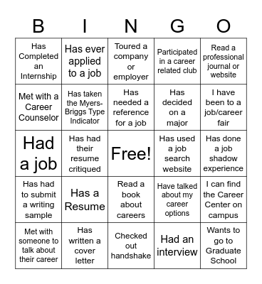 Career Bingo Card