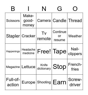 Game 4 Bingo Card