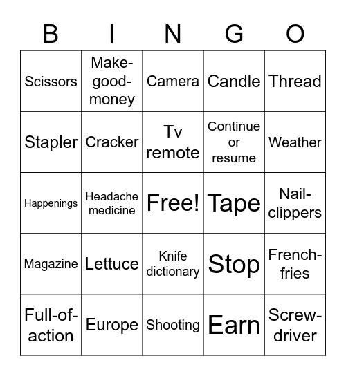 Game 4 Bingo Card