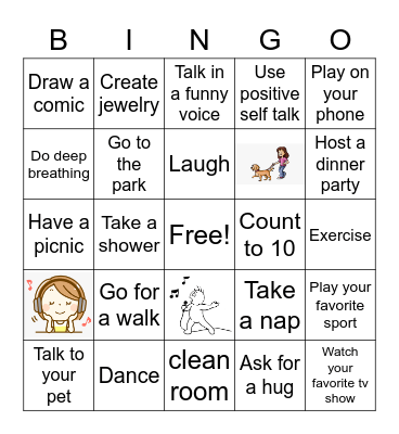 Coping Skills Bingo Card